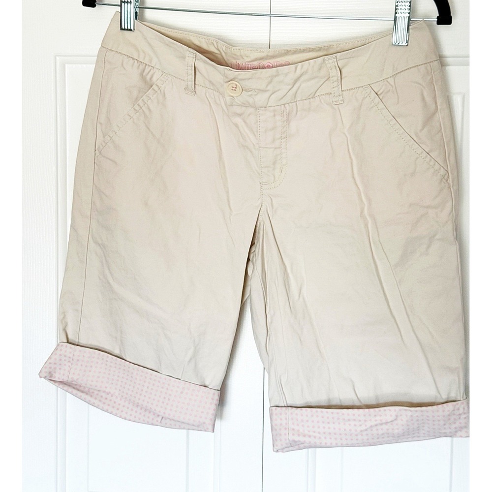 Limited Too Y2K Youth Beige Capris With Pink Polka Dots Size 12.5 New W/O Tags